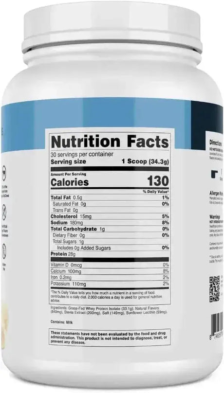 TRANSPARENT LABS - Transparent Labs Grass-Fed Whey Protein Isolate 30 Servicios French Vanilla 2.26Lb. - The Red Vitamin MX - Suplementos Alimenticios - {{ shop.shopifyCountryName }}
