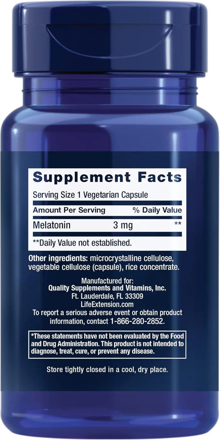 LIFE EXTENSION - Life Extension Melatonin 3Mg. 60 Capsulas - The Red Vitamin MX - Suplementos Alimenticios - {{ shop.shopifyCountryName }}