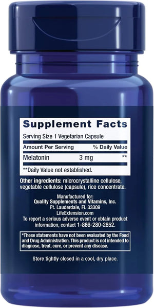LIFE EXTENSION - Life Extension Melatonin 3Mg. 60 Capsulas - The Red Vitamin MX - Suplementos Alimenticios - {{ shop.shopifyCountryName }}