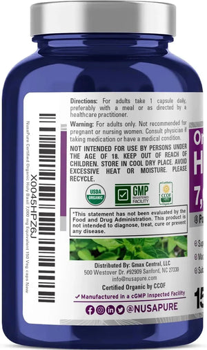 NUSAPURE - NusaPure USDA Organic Holy Basil 7000Mg. 150 Capsulas - The Red Vitamin MX - Suplementos Alimenticios - {{ shop.shopifyCountryName }}