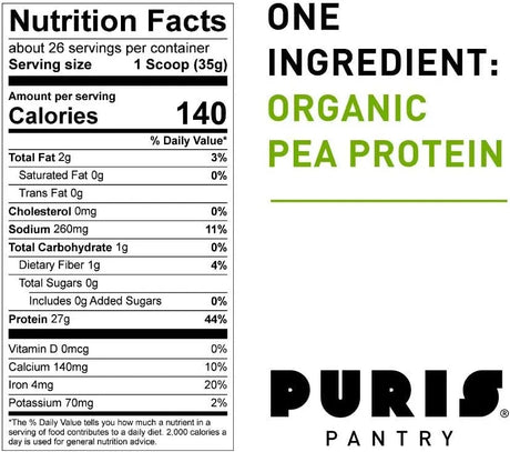 PURIS - PURIS Organic Pea Protein Powder 907Gr. - The Red Vitamin MX - Suplementos Alimenticios - {{ shop.shopifyCountryName }}