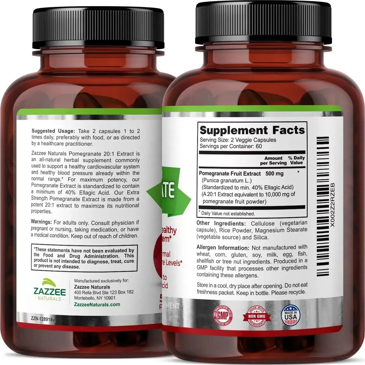 ZAZZEE NATURALS - Zazzee Extra Strength Pomegranate 20:1 Extract 5000Mg. 120 Capsulas - The Red Vitamin MX - Suplementos Alimenticios - {{ shop.shopifyCountryName }}