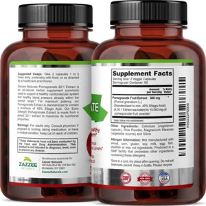 ZAZZEE NATURALS - Zazzee Extra Strength Pomegranate 20:1 Extract 5000Mg. 120 Capsulas - The Red Vitamin MX - Suplementos Alimenticios - {{ shop.shopifyCountryName }}