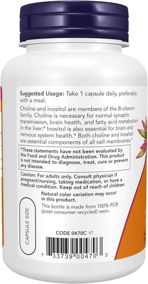 NOW SUPPLEMENTS - Now Supplements Choline & Inositol 500Mg. 100 Capsulas - The Red Vitamin MX - Suplementos Alimenticios - {{ shop.shopifyCountryName }}