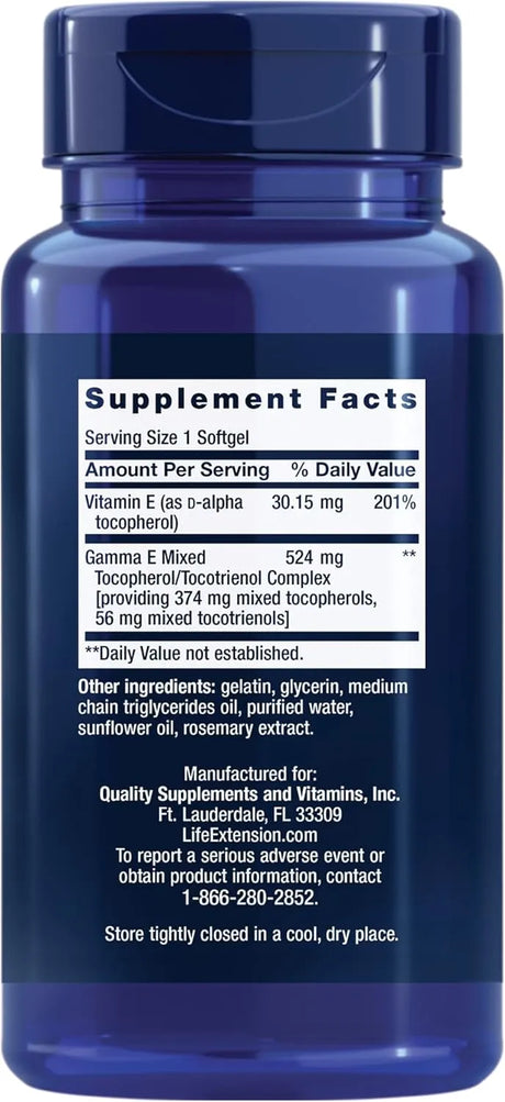 LIFE EXTENSION - Life Extension Gamma E Mixed Tocopherols & Tocotrienols 60 Capsulas Blandas - The Red Vitamin MX - Suplementos Alimenticios - {{ shop.shopifyCountryName }}