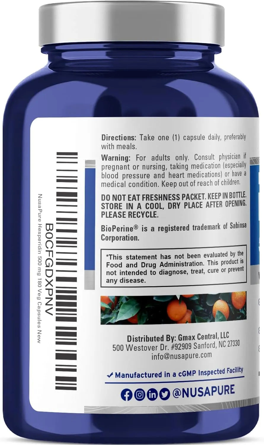 NUSAPURE - NusaPure Hesperidin 500Mg. 180 Capsulas - The Red Vitamin MX - Suplementos Alimenticios - {{ shop.shopifyCountryName }}