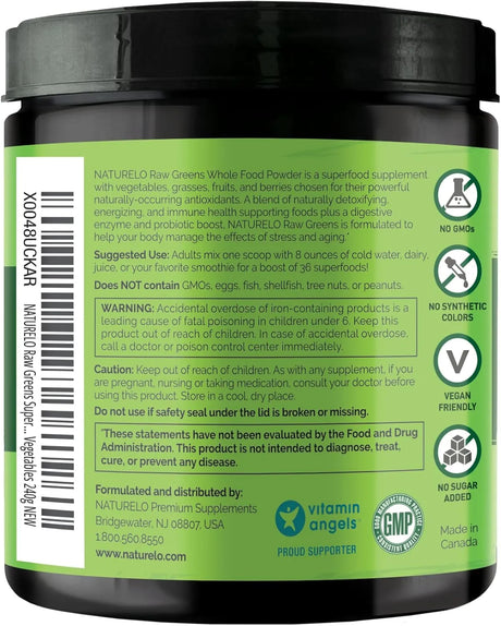 NATURELO - NATURELO Raw Greens Superfood Powder Unsweetened 240Gr. - The Red Vitamin MX - Suplementos Alimenticios - {{ shop.shopifyCountryName }}