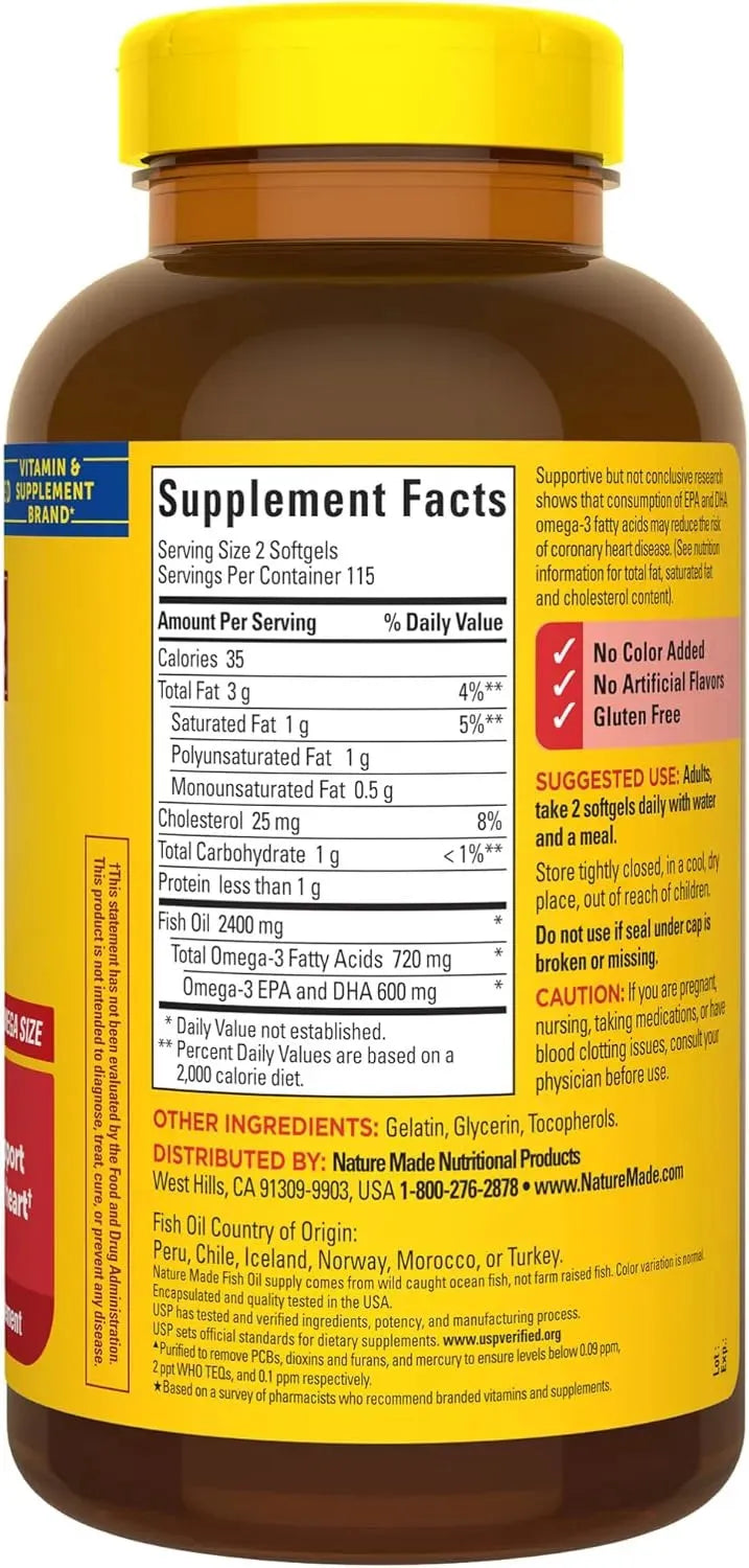 NATURE MADE - Nature Made Fish Oil 1200Mg. 230 Capsulas Blandas - The Red Vitamin MX - Suplementos Alimenticios - {{ shop.shopifyCountryName }}