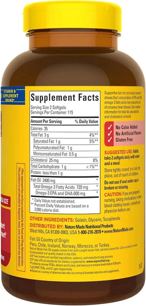 NATURE MADE - Nature Made Fish Oil 1200Mg. 230 Capsulas Blandas - The Red Vitamin MX - Suplementos Alimenticios - {{ shop.shopifyCountryName }}