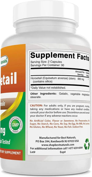 BEST NATURALS - Best Naturals Horsetail 440Mg. 180 Capsulas 2 Pack - The Red Vitamin MX - Suplementos Alimenticios - {{ shop.shopifyCountryName }}