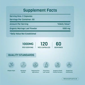 PADMURA - PADMURA Organic Moringa Oleifera Leaf Powder 120 Capsulas - The Red Vitamin MX - Suplementos Alimenticios - {{ shop.shopifyCountryName }}