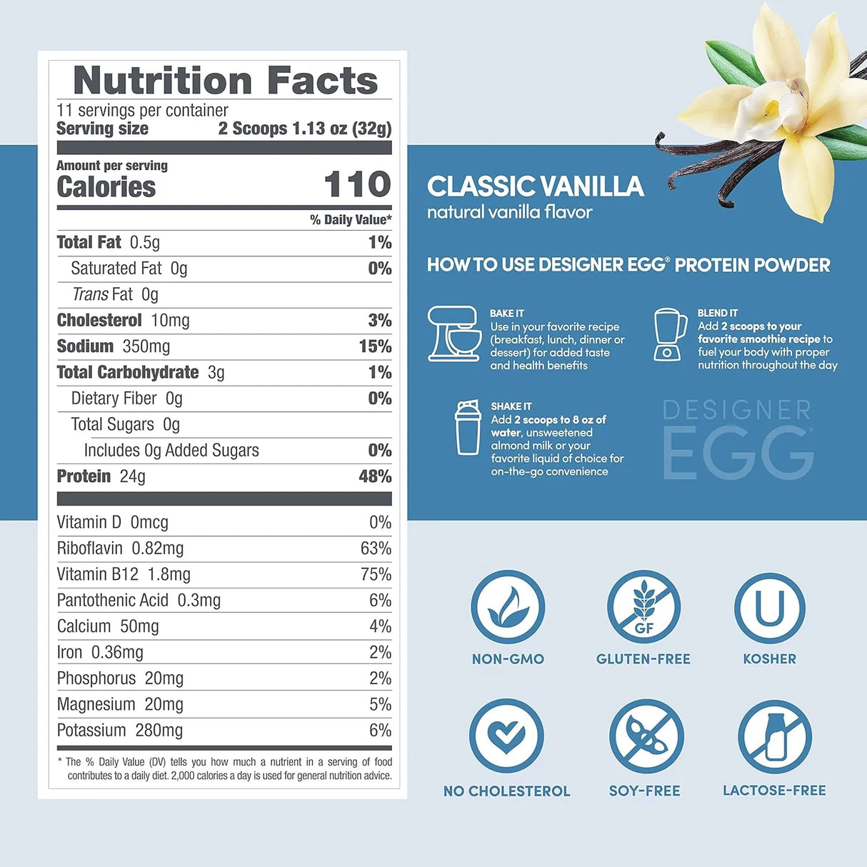 DESIGNER WELLNESS - Designer Wellness Designer Egg Natural Egg Yolk & Egg White Protein Powder Classic Vanilla 704Gr. - The Red Vitamin MX - Suplementos Alimenticios - {{ shop.shopifyCountryName }}