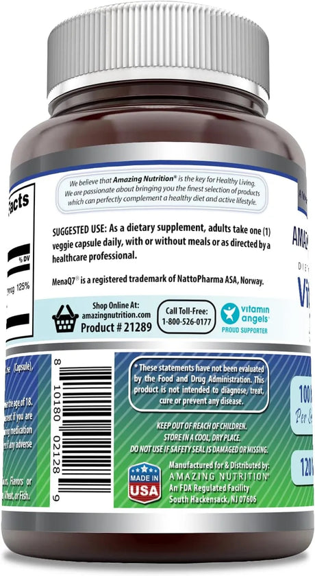 AMAZING FORMULAS - Amazing Formulas Vitamin K2 Menaq7 MK7 120 Capsulas - The Red Vitamin MX - Suplementos Alimenticios - {{ shop.shopifyCountryName }}