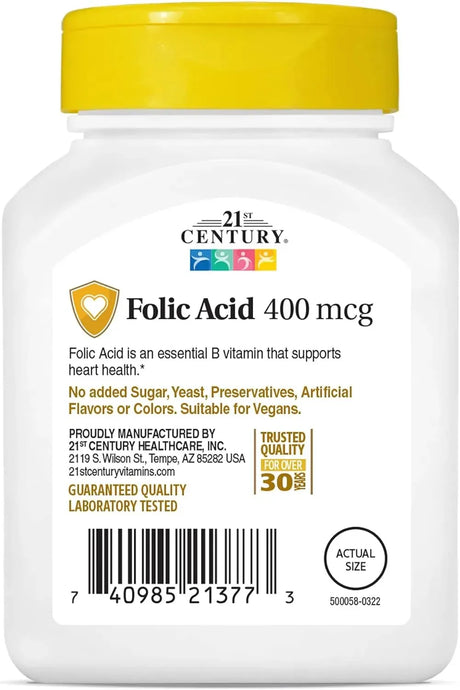 21ST CENTURY - 21st Century Folic Acid 400mcg 250 Tabletas - The Red Vitamin MX - Suplementos Alimenticios - {{ shop.shopifyCountryName }}
