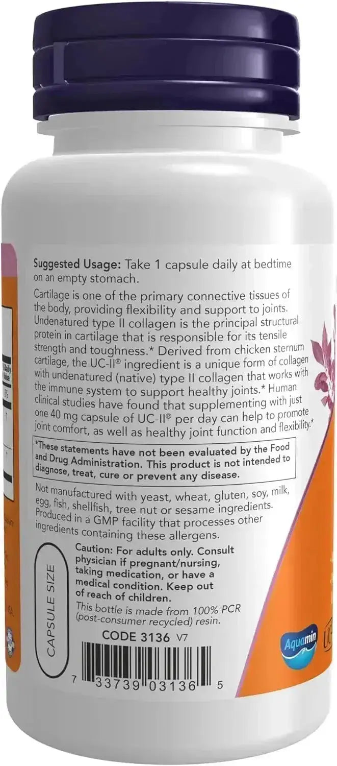 NOW SUPPLEMENTS - NOW Supplements UC-II Undenatured Type II Collagen 120 Capsulas - The Red Vitamin MX - Suplementos Alimenticios - {{ shop.shopifyCountryName }}