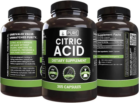 PURE ORIGINAL INGREDIENTS - Pure Original Ingredients Citric Acid 365 Capsulas - The Red Vitamin MX - Suplementos Alimenticios - {{ shop.shopifyCountryName }}