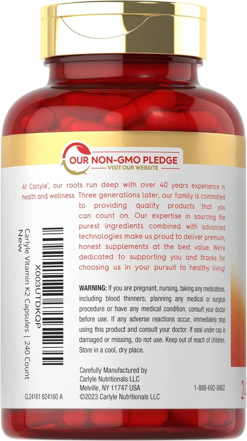 CARLYLE - Carlyle Vitamin K2 100mcg 240 Capsulas - The Red Vitamin MX - Suplementos Alimenticios - {{ shop.shopifyCountryName }}