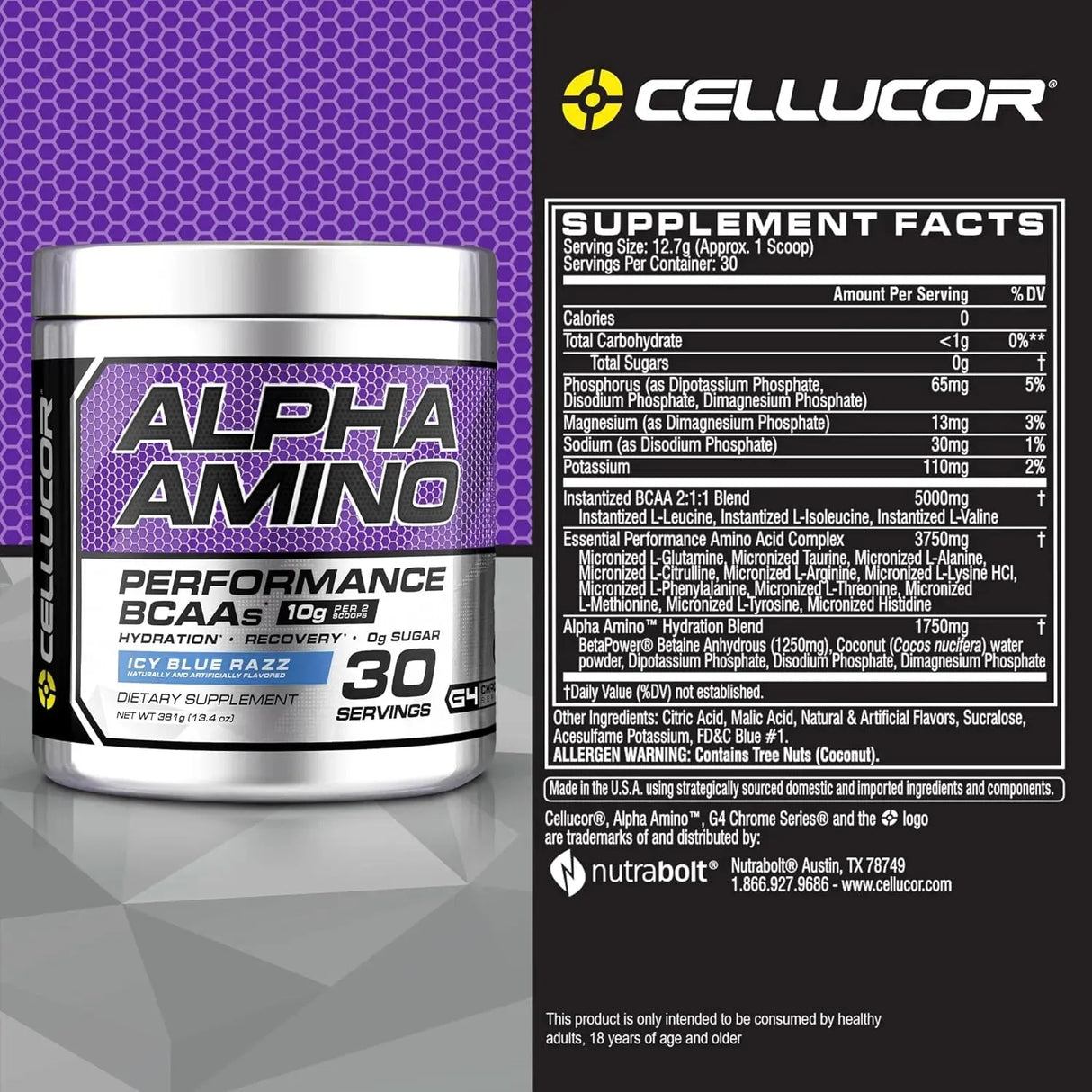 CELLUCOR - Cellucor Alpha Amino EAA & BCAA Powder 30 Servicios ICY Blue Razz 381Gr. - The Red Vitamin MX - Suplementos Alimenticios - {{ shop.shopifyCountryName }}