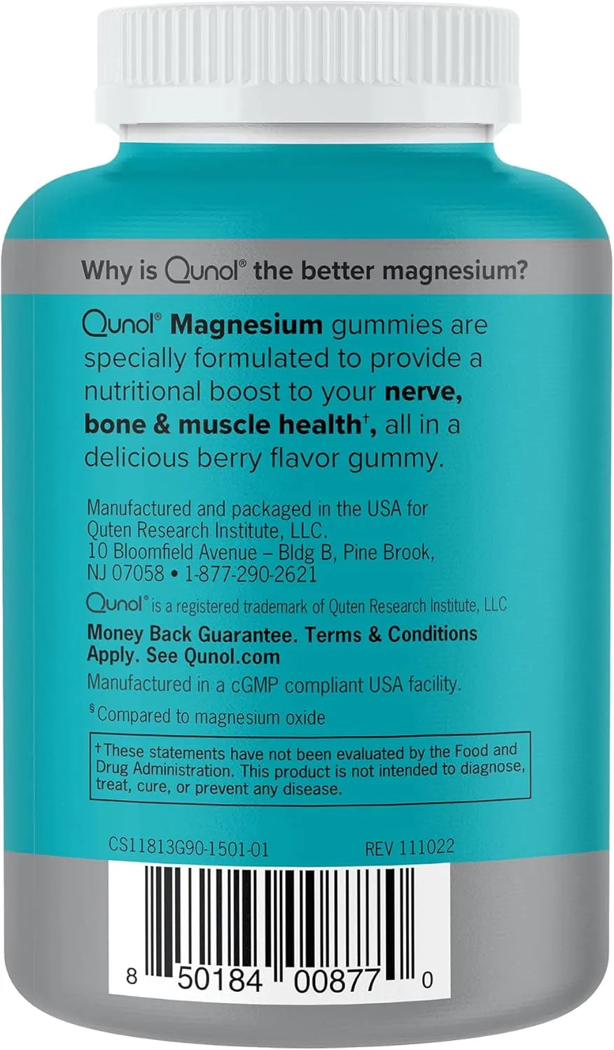 QUNOL - Qunol Magnesium Gummies for Adults 200Mg. 90 Gomitas - The Red Vitamin MX - Suplementos Alimenticios - {{ shop.shopifyCountryName }}