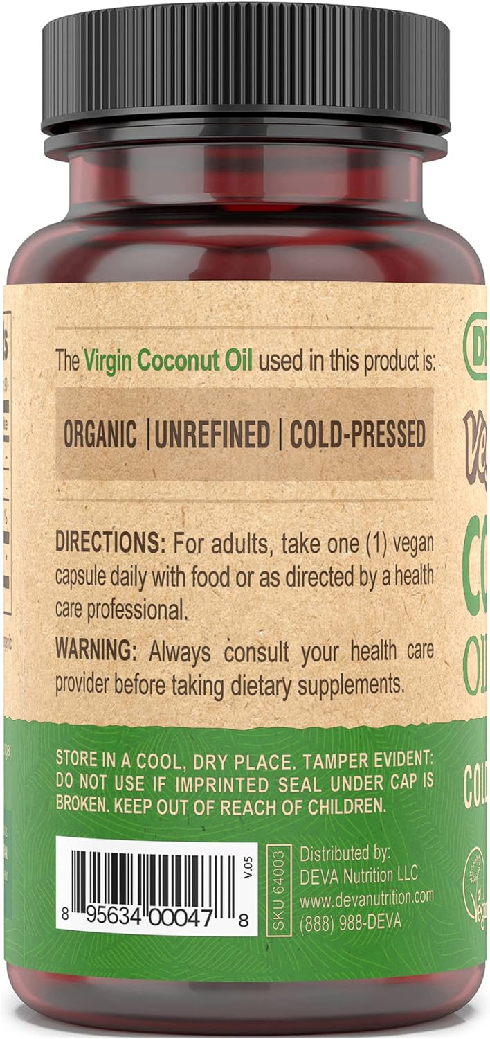 Deva Vegan Virgin Coconut Oil 500Mg. 90 Capsulas