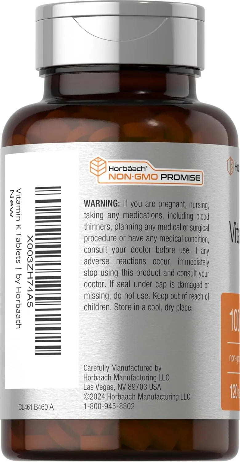 HORBAACH - Horbaach Vitamin K 100mcg 120 Tabletas - The Red Vitamin MX - Suplementos Alimenticios - {{ shop.shopifyCountryName }}