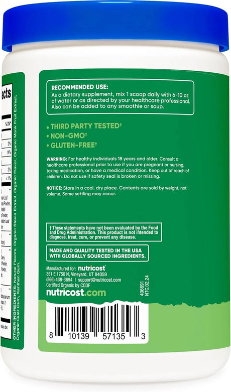NUTRICOST - Nutricost Organic Super Greens Powder 30 Servicios Unflavoured 309Gr. - The Red Vitamin MX - Suplementos Alimenticios - {{ shop.shopifyCountryName }}