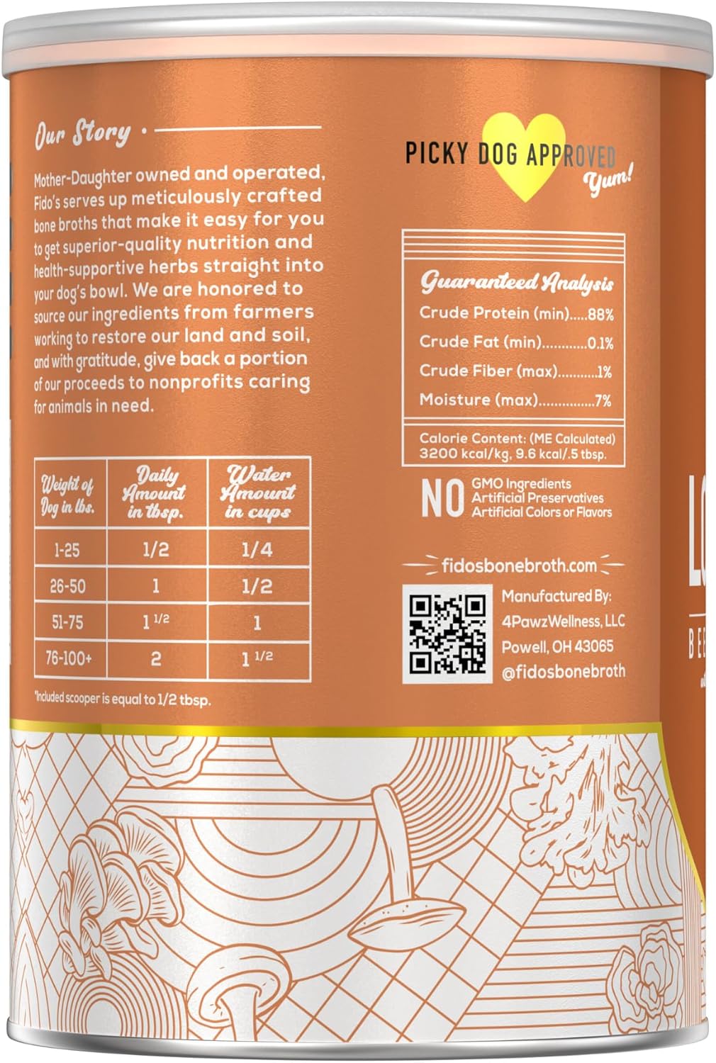 FIDO'S - Fido's Longevity Bone Broth for Dogs Turkey Tail + Maitake Mushroom 60 Servicios 184Gr. - The Red Vitamin MX - Suplementos Herbales Para Perros - {{ shop.shopifyCountryName }}