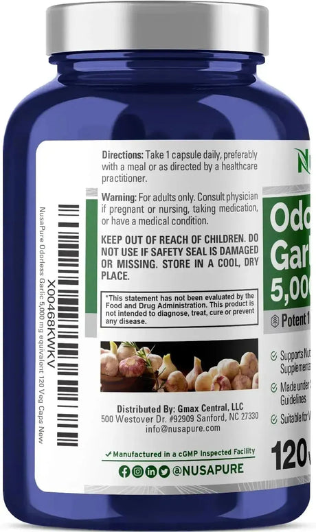 NUSAPURE - NusaPure Odorless Garlic Extract 5000Mg. 120 Capsulas - The Red Vitamin MX - Suplementos Alimenticios - {{ shop.shopifyCountryName }}