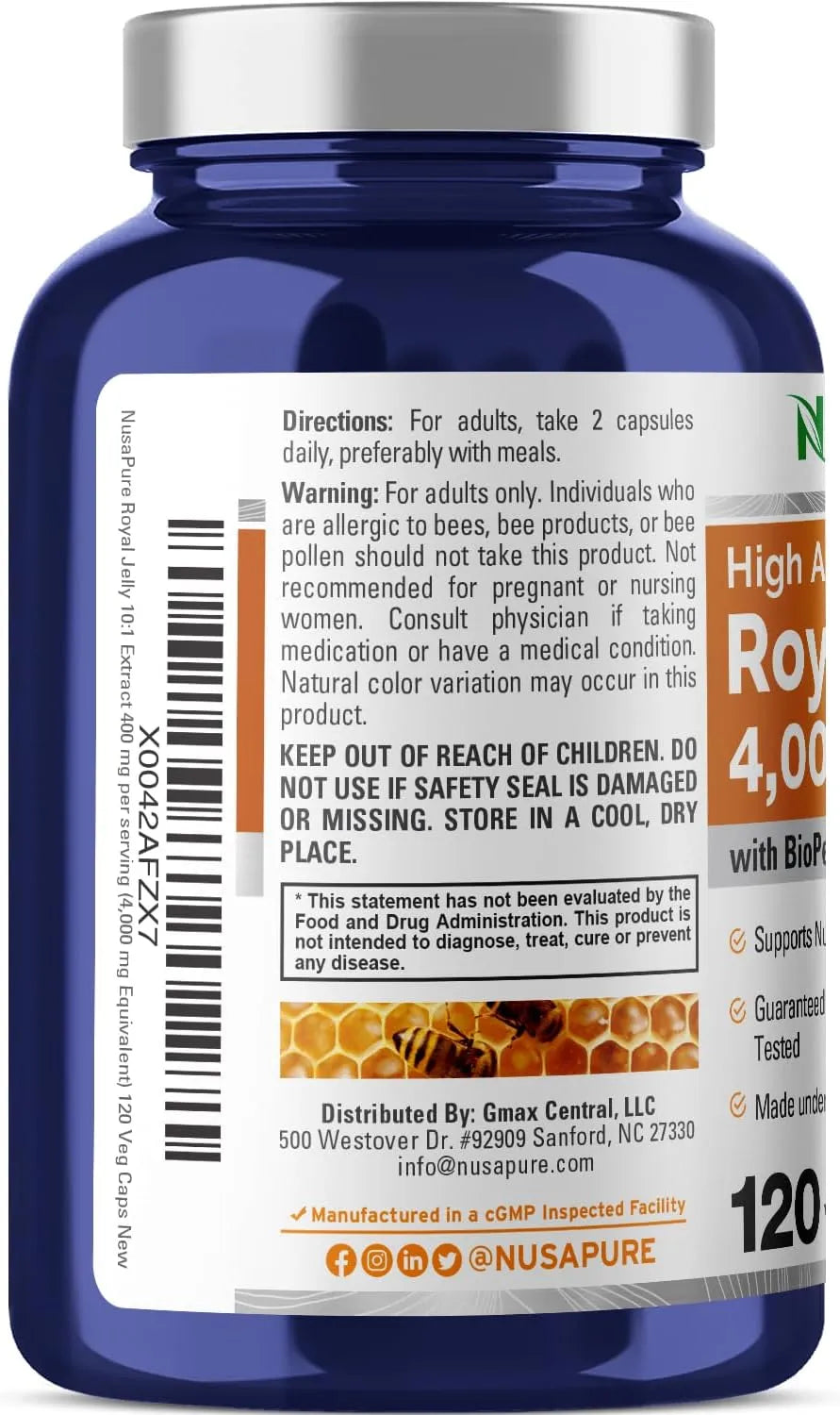 NUSAPURE - NusaPure Royal Jelly 10:1 Extract 120 Capsulas - The Red Vitamin MX - Suplementos Alimenticios - {{ shop.shopifyCountryName }}