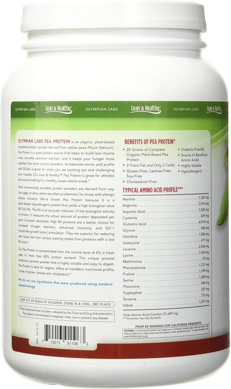 OLYMPIAN LABS - Olympian Labs Plant Based Pea Protein Powder Unflavored 843Gr. - The Red Vitamin MX - Suplementos Alimenticios - {{ shop.shopifyCountryName }}