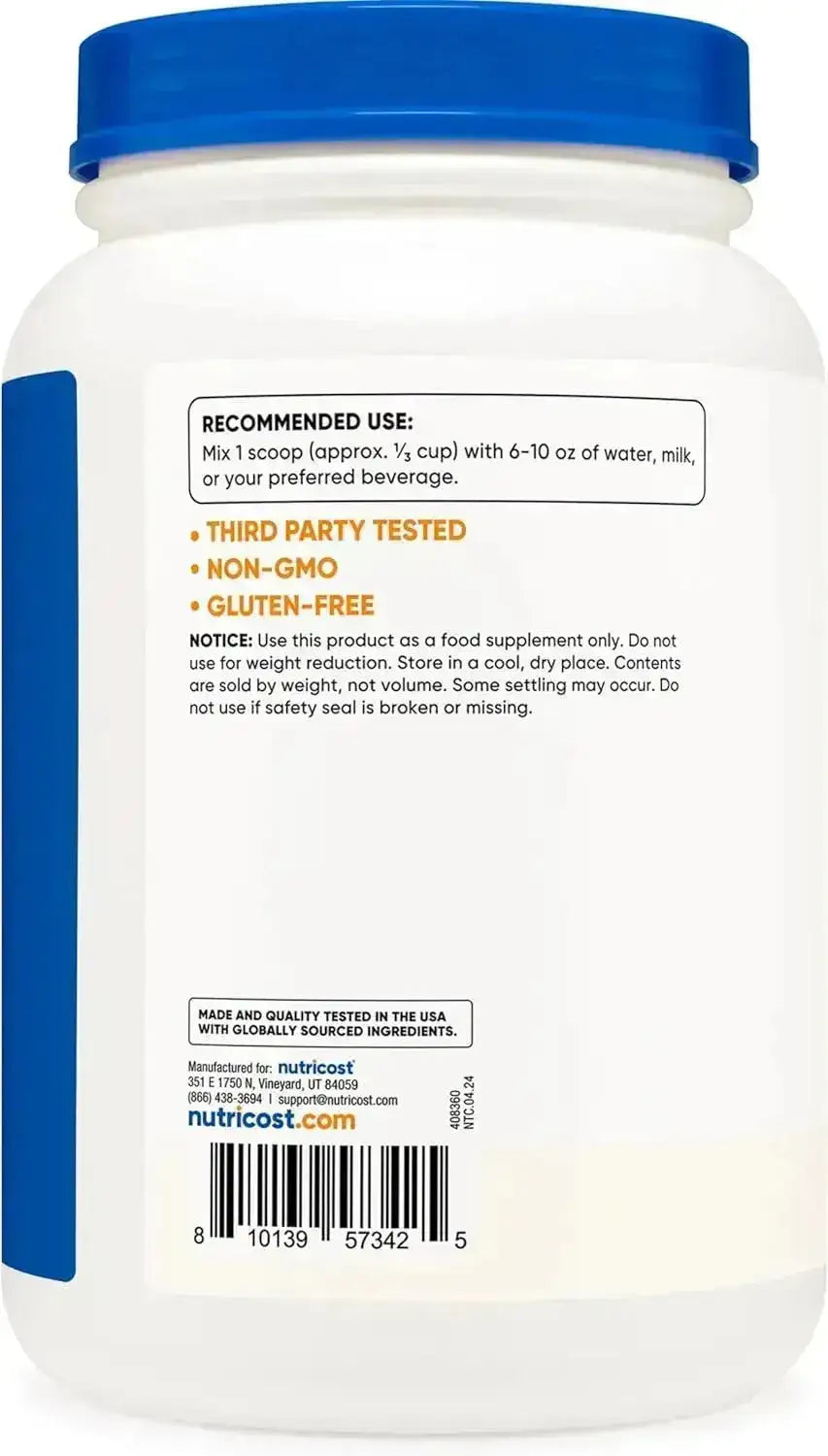 NUTRICOST - Nutricost Grass-Fed Whey Protein Concentrate 24 Servicios Unflavored 907Gr. - The Red Vitamin MX - Suplementos Alimenticios - {{ shop.shopifyCountryName }}