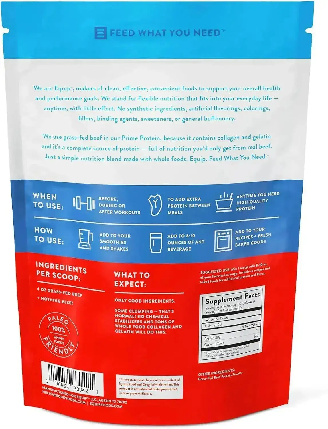 EQUIP FOODS - Equip Foods Prime Protein Powder Grass Fed Beef Protein Isolate Unflavored 630Gr. - The Red Vitamin MX - Suplementos Alimenticios - {{ shop.shopifyCountryName }}