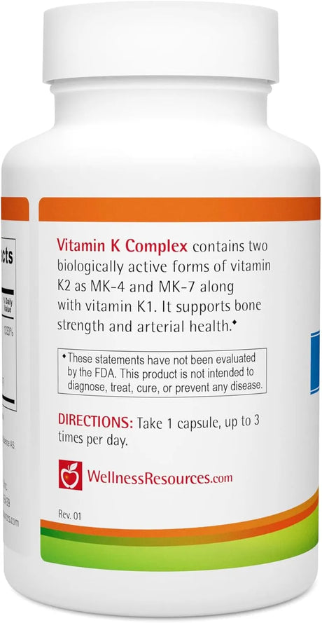 WELLNESS RESOURCES - Wellness Resources Vitamin K Complex 90 Capsulas - The Red Vitamin MX - Suplementos Alimenticios - {{ shop.shopifyCountryName }}