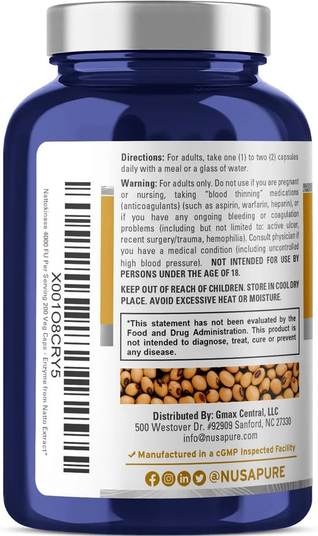NUSAPURE - NusaPure Nattokinase 4000 FU 200 Capsulas - The Red Vitamin MX - Suplementos Alimenticios - {{ shop.shopifyCountryName }}