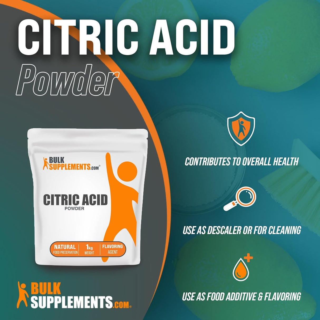 Bulk Supplements Citric Acid Powder 1 Kg.