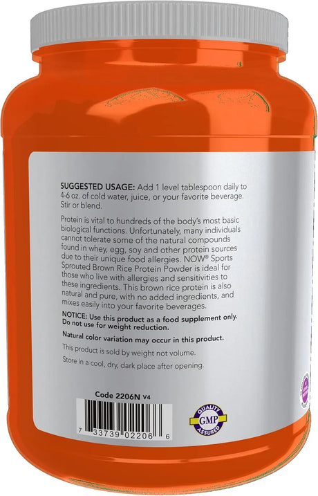 NOW SUPPLEMENTS - NOW Foods Sports Nutrition Sprouted Brown Rice Protein Unflavored Powder 907Gr. - The Red Vitamin MX - Suplementos Alimenticios - {{ shop.shopifyCountryName }}