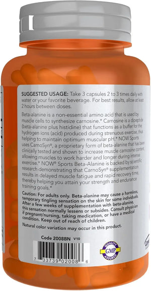 NOW SPORTS - NOW Foods Sports Nutrition Beta-Alanine 750Mg. 120 Capsulas - The Red Vitamin MX - Suplementos Alimenticios - {{ shop.shopifyCountryName }}