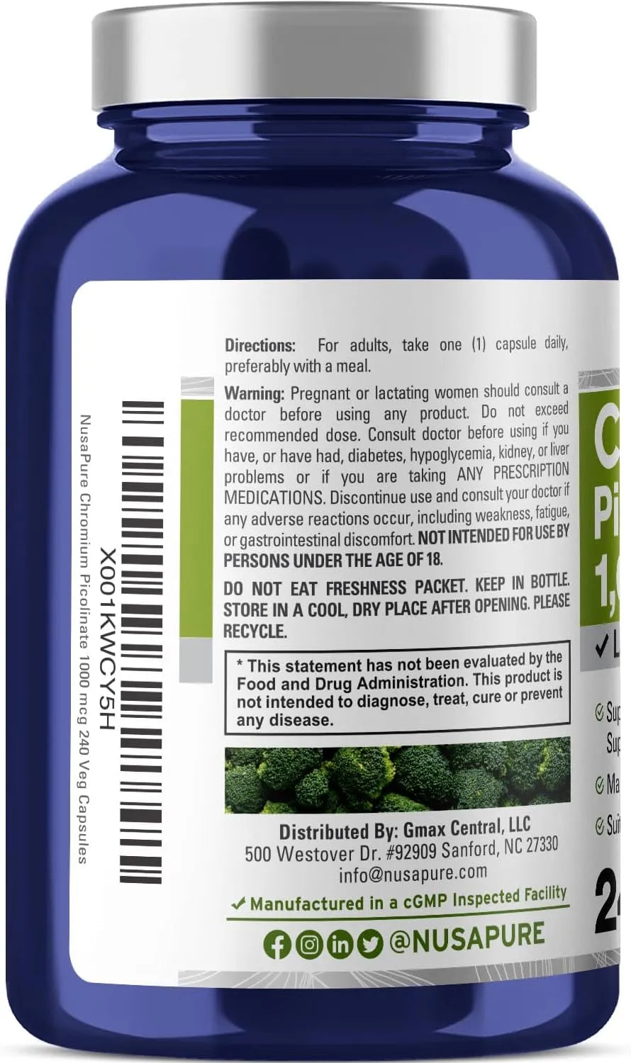 NUSAPURE - NusaPure Chromium Picolinate 1000mcg 240 Capsulas - The Red Vitamin MX - Suplementos Alimenticios - {{ shop.shopifyCountryName }}