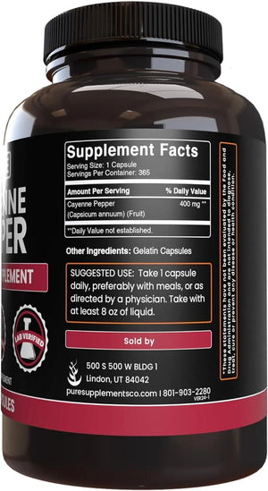 PURE ORIGINAL INGREDIENTS - PURE ORIGINAL INGREDIENTS Cayenne Pepper 365 Capsulas - The Red Vitamin MX - Suplementos Alimenticios - {{ shop.shopifyCountryName }}