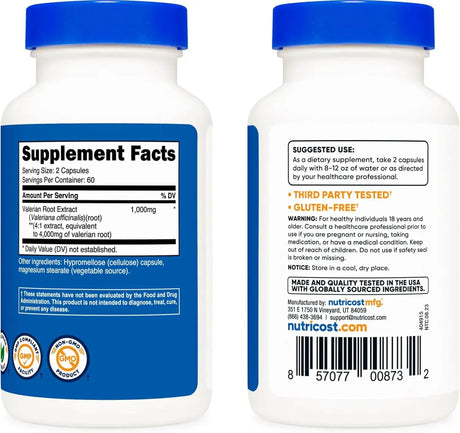 NUTRICOST - Nutricost Valerian Root 4000Mg. 120 Capsulas - The Red Vitamin MX - Suplementos Alimenticios - {{ shop.shopifyCountryName }}