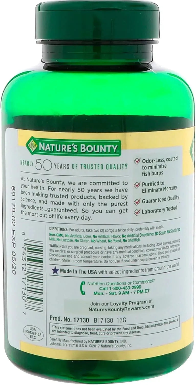 NATURE'S BOUNTY - Nature's Bounty Fish Oil 2400Mg. 90 Capsulas Blandas - The Red Vitamin MX - Suplementos Alimenticios - {{ shop.shopifyCountryName }}