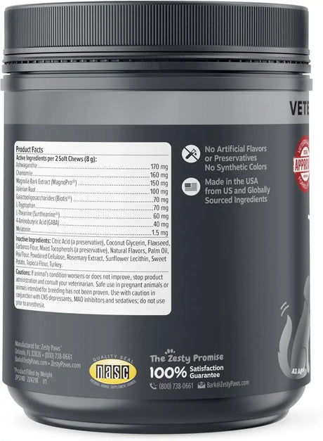 ZESTY PAWS - Zesty Paws Calming Chews for Dogs Vet Strength Smoked Turkey 90 Masticables - The Red Vitamin MX - Relajantes Para Perros - {{ shop.shopifyCountryName }}