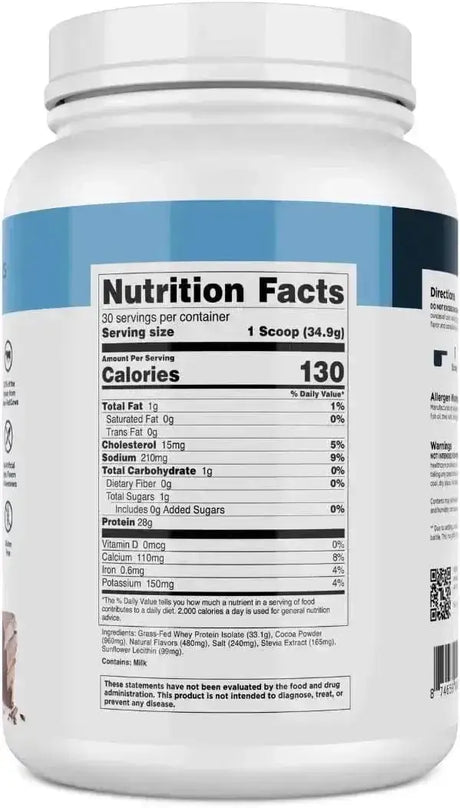 TRANSPARENT LABS - Transparent Labs Grass-Fed Whey Protein Isolate 30 Servicios Milk Chocolate 2.3Lb. - The Red Vitamin MX - Suplementos Alimenticios - {{ shop.shopifyCountryName }}
