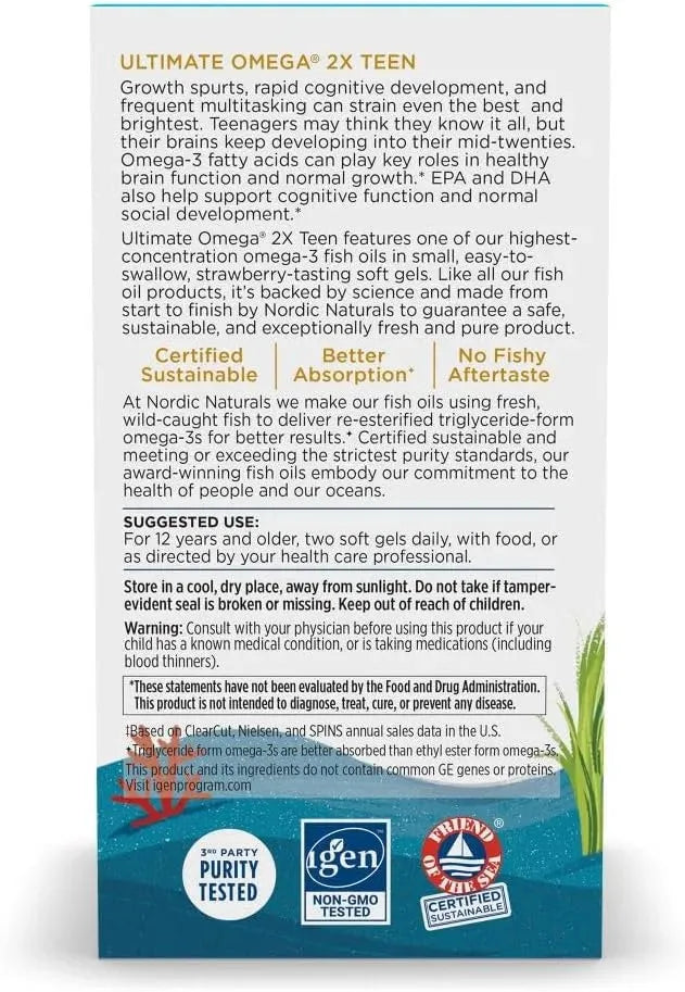 NORDIC NATURALS - Nordic Naturals Ultimate Omega 2X Teen Strawberry 60 Mini Capsulas Blandas - The Red Vitamin MX - Suplementos Alimenticios - {{ shop.shopifyCountryName }}
