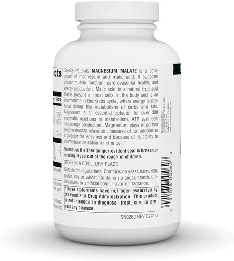 SOURCE NATURALS - Source Naturals Magnesium Malate 3750Mg. 180 Tabletas - The Red Vitamin MX - Suplementos Alimenticios - {{ shop.shopifyCountryName }}