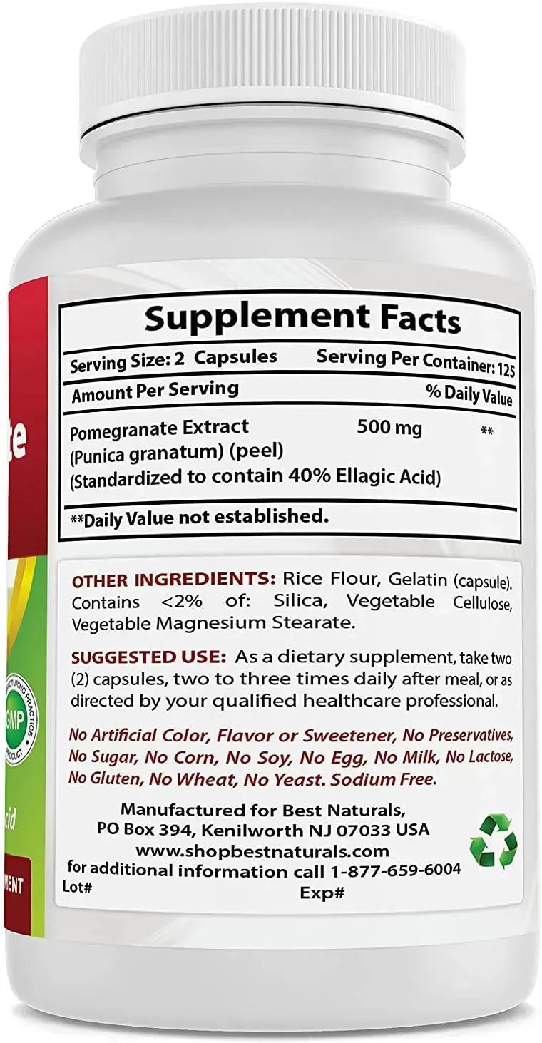 BEST NATURALS - Best Naturals Pomegranate Extract 250Mg. 250 Capsulas - The Red Vitamin MX - Suplementos Alimenticios - {{ shop.shopifyCountryName }}