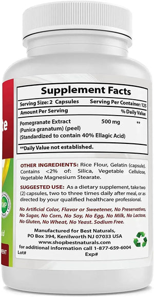 BEST NATURALS - Best Naturals Pomegranate Extract 250Mg. 250 Capsulas - The Red Vitamin MX - Suplementos Alimenticios - {{ shop.shopifyCountryName }}