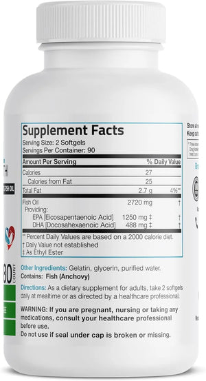 BRONSON - Bronson Omega 3 Fish Oil Triple Strength 2720Mg. 180 Capsulas Blandas - The Red Vitamin MX - Suplementos Alimenticios - {{ shop.shopifyCountryName }}