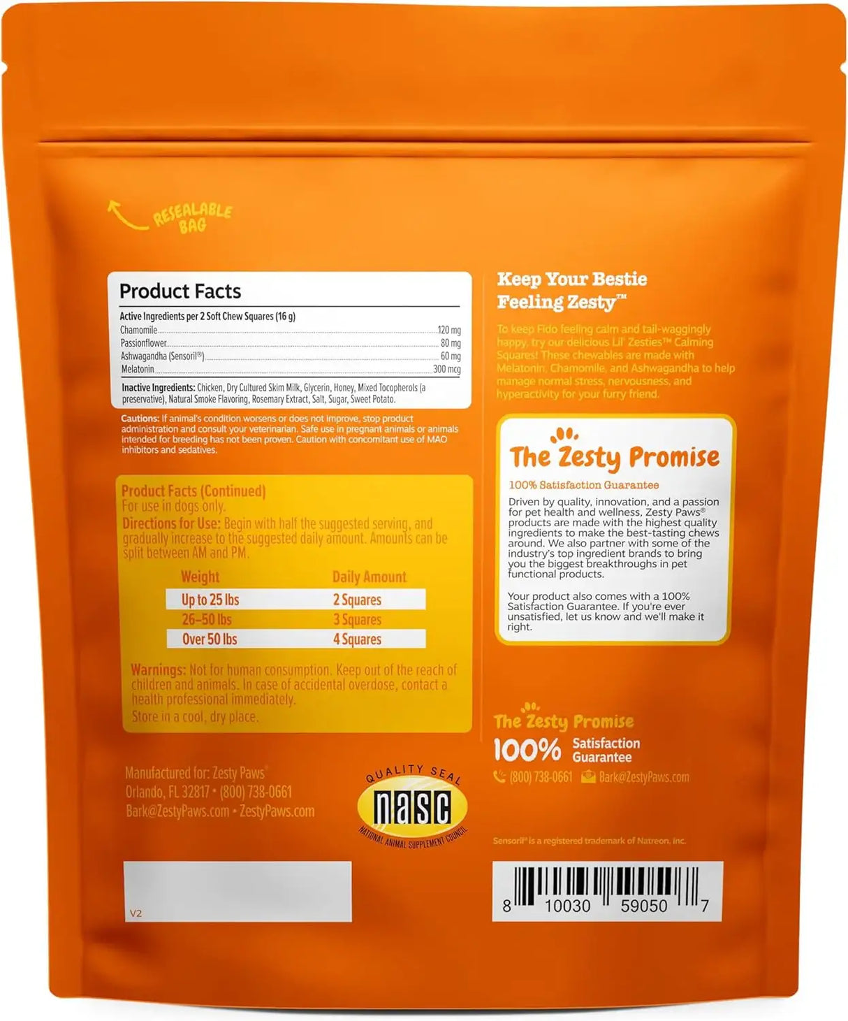 ZESTY PAWS - Zesty Paws Calming Squares Flavored Soft Chews 283Gr. - The Red Vitamin MX - Relajantes Para Perros - {{ shop.shopifyCountryName }}