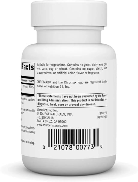 SOURCE NATURALS - Source Naturals Chromium Picolinate 200mcg 60 Tabletas - The Red Vitamin MX - Suplementos Alimenticios - {{ shop.shopifyCountryName }}